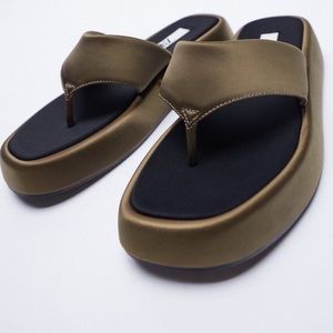 Zara satin effect low heel platform sandals